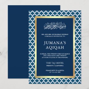 Invitation Motif islamique à quatre feuilles bleu marocain po