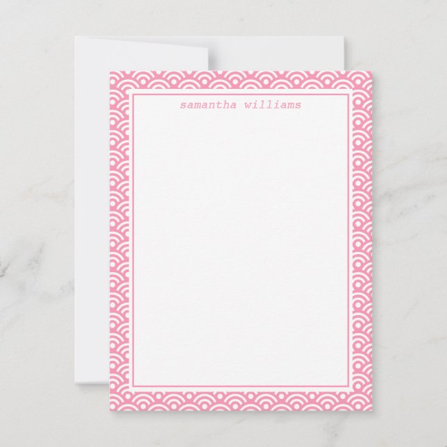 Invitation Motif japonais rose Seigaiha (Devant)