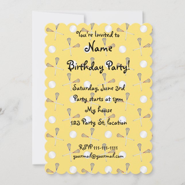 Invitation Motif jaune de lacrosse (Devant)