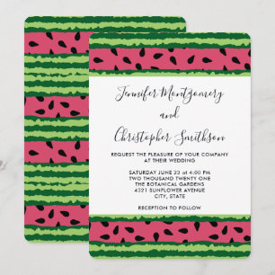 Invitation Motif joli pastèque rose et vert pour mariage