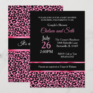 Invitation Motif léopard rose  rose  Baby Girl Shower 🤰