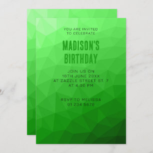 Invitation Motif lumineux à maillage géométrique dégradé vert