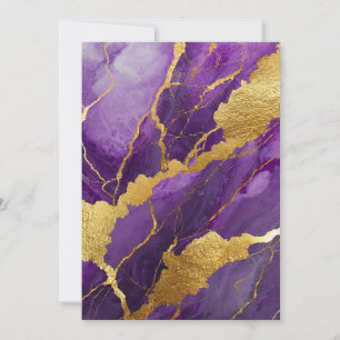 Invitation Motif Marbre Violet avec Or