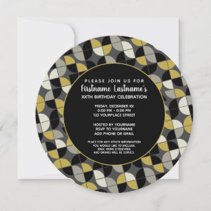 Invitation Motif MCM - Fête d'anniversaire noir et or funky