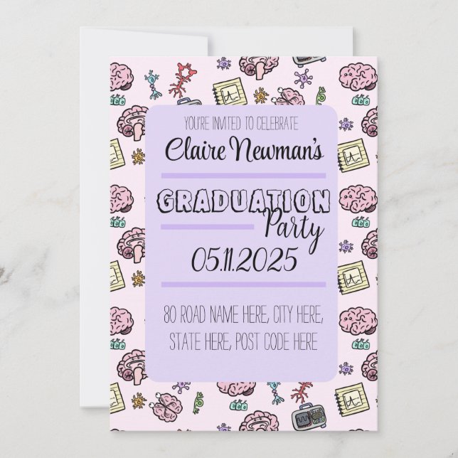 Invitation Motif mignon de neurosciences (Devant)