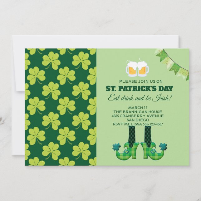 Invitation Motif mignon de trèfle de la Saint-Patrick (Devant)
