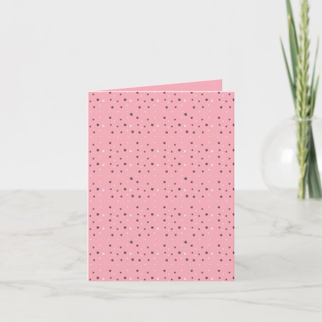 Invitation Motif Minimal de Visages de Chat sur Fond Rose – P (Devant)