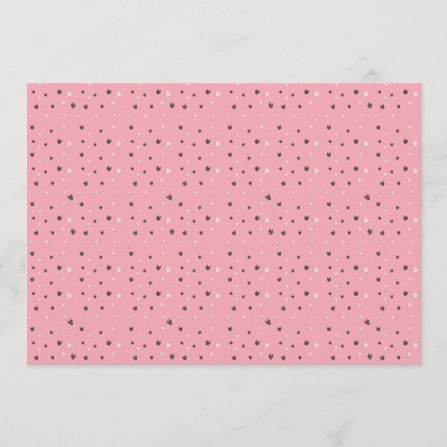 Invitation Motif Minimal de Visages de Chat sur Fond Rose – P (Devant)