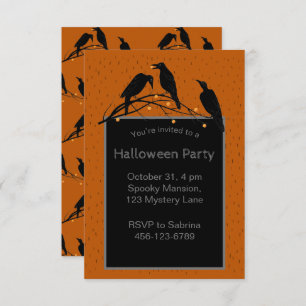 Invitation  Motif minimaliste des ravens noirs d'Halloween
