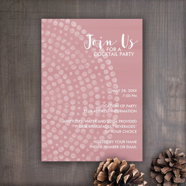 Invitation Motif moderne Circle Dot - Cocktail Mauve (Holiday invitation with boho dots and pastel colors.)