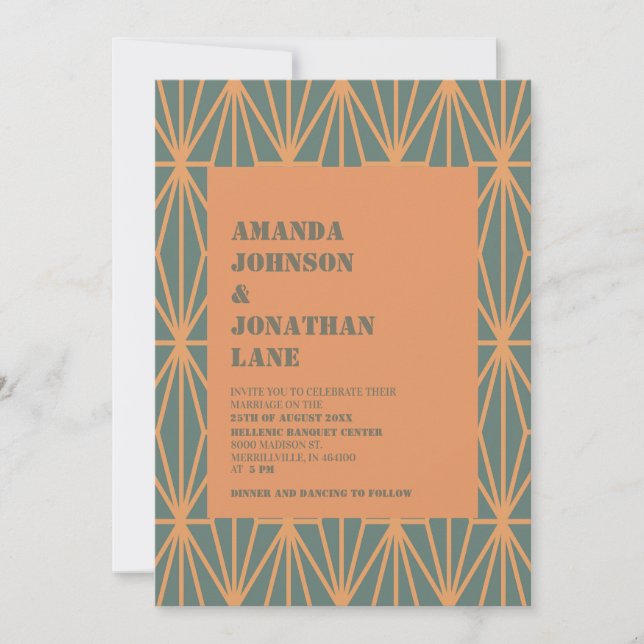 Invitation Motif moderne Cutty Sark & Raw Sienna Mariage (Devant)