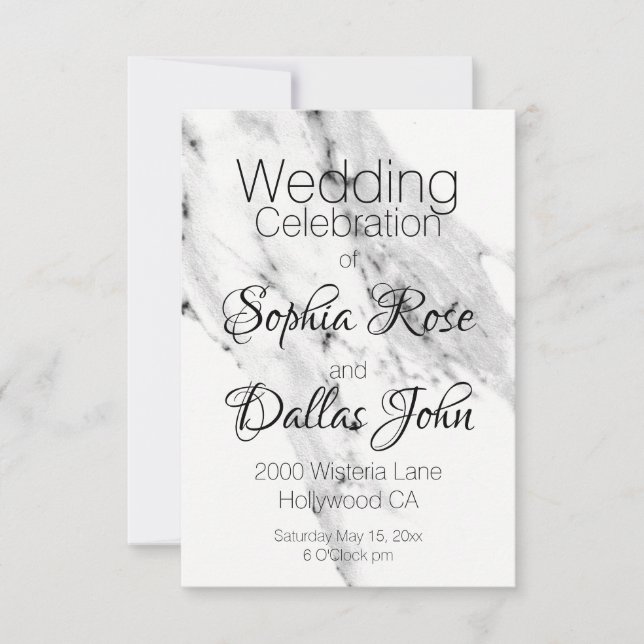 Invitation Motif moderne en marbre blanc gris noir (Devant)