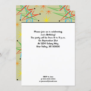 Invitation Motif multicolore Retro Atomic Starburst