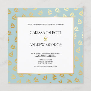 Invitation Motif nautique Golden Sailboat