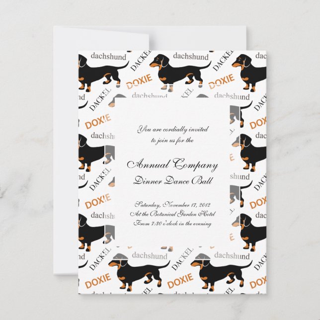 Invitation Motif noir et tan Dachshund (Devant)