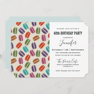 Invitation Motif parisien Macarons coloré Anniversaire