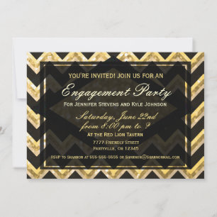 Invitation Motif Parties scintillant Chevron moderne