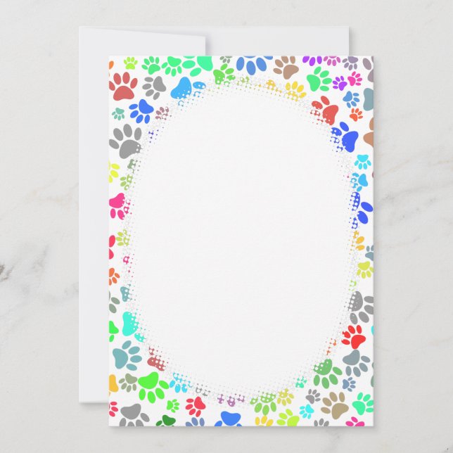 Invitation Motif Paw Chiot Coloré (Devant)