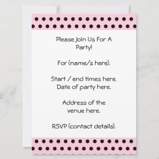 Invitation Motif Polka Pink and Black. Spotty.