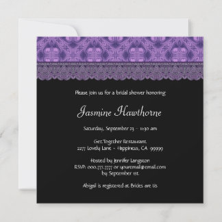 Invitation Motif pourpre et Fête de l'mariée dentelle