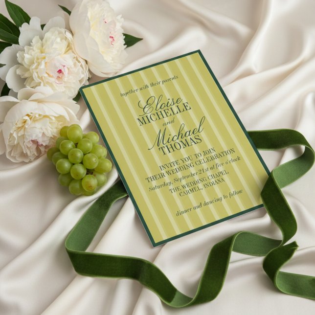 Invitation Motif rayé chartreuse élégant Formel (Elegant Chartreuse Stripe Pattern Formal Invitation
)