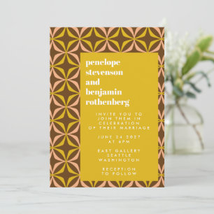 Invitation Motif rétro Gras Typographie Mariage jaune