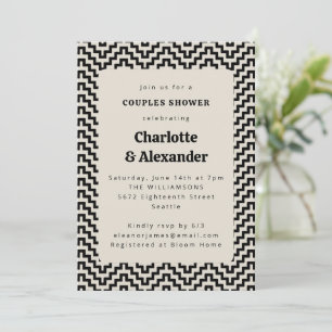 Invitation Motif Rétro Groovy des années 70 en noir pour une