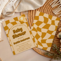 Motif Rétro Ondulé Baby Shower Bohème Tournesol