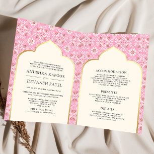 Invitation Motif Rose d'Ivoire Robe de Mariée Indienne Une Pi