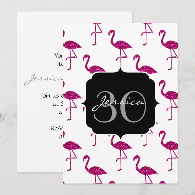 Invitation motif rose flamand flamand (Devant / Derrière)