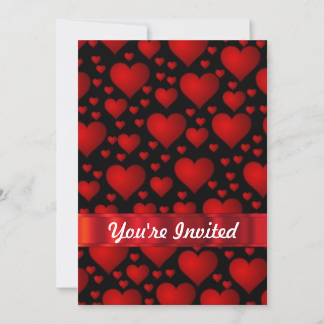 Invitation Motif rouge de coeur d'amour (Devant)