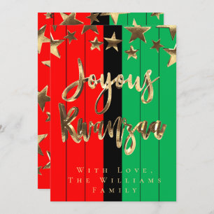 Invitation Motif rouge noir vert Script Joyous Kwanzaa Card