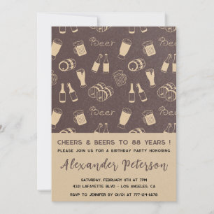 Invitation Motif rustique adulte bière Hommes 88e anniversair