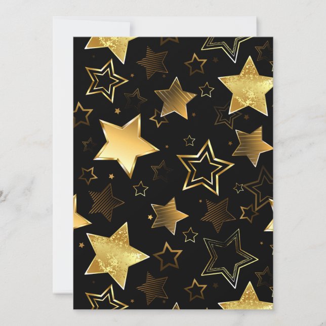 Invitation Motif sans couture avec des étoiles dorées (Devant)