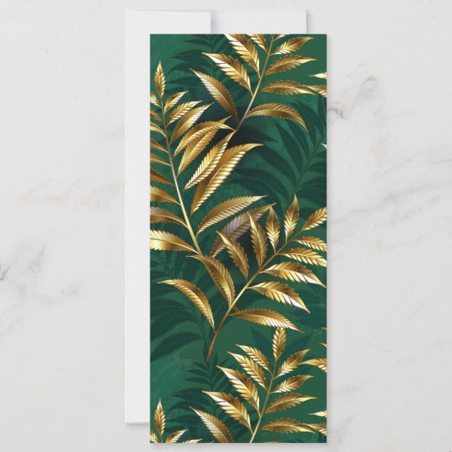 Invitation Motif sans couture avec des fougères dorées (Devant)