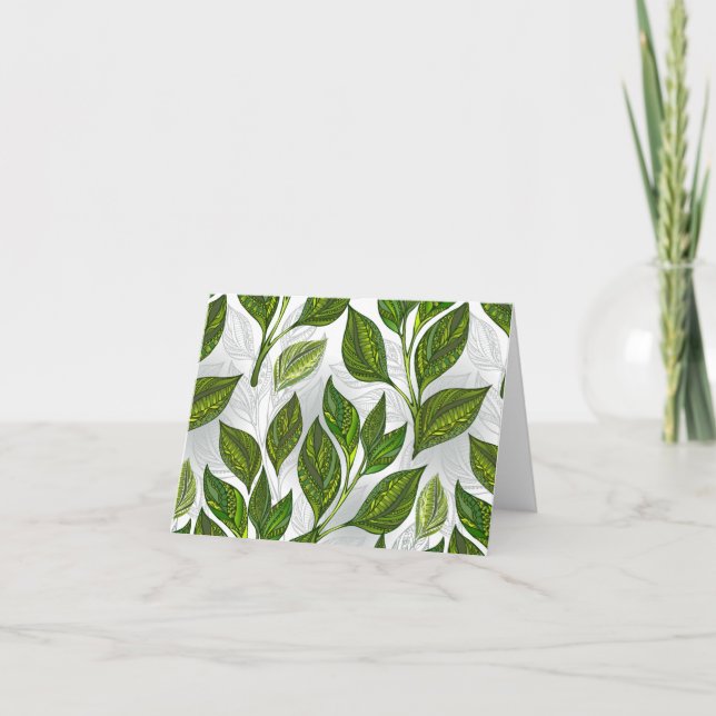 Invitation Motif sans couture avec Feuilles de thé vert (Devant)