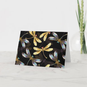 Invitation Motif sans couture avec libellules d'or