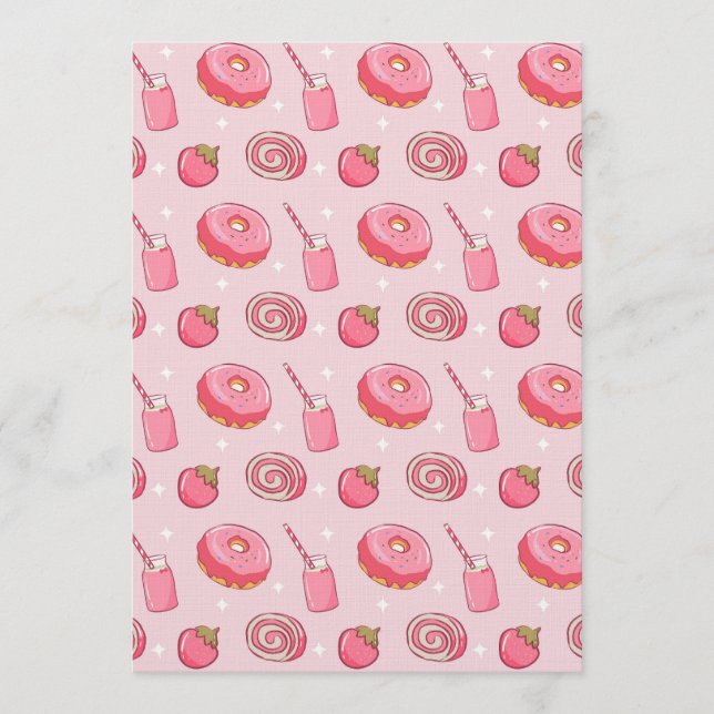 Invitation Motif sans couture d'aliments roses mignons et kaw (Devant)