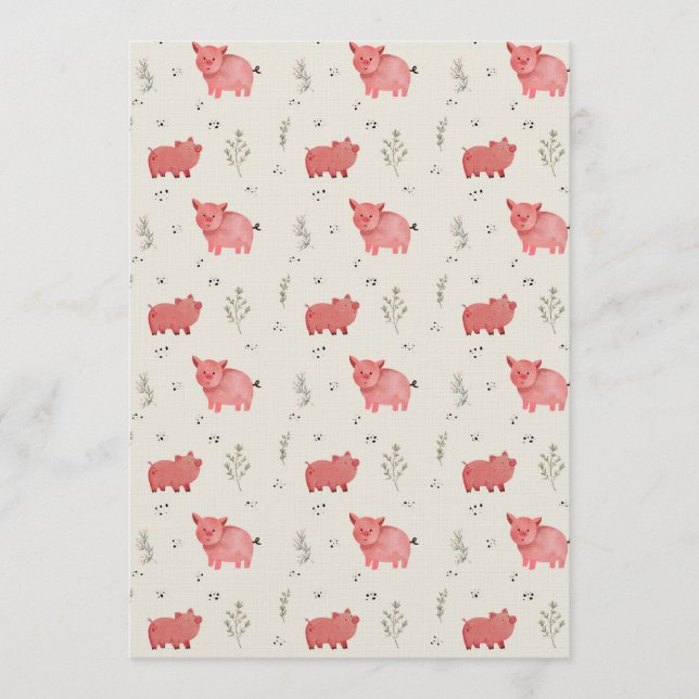 Invitation Motif sans couture de cochons et de fleurs à l'aqu (Devant)