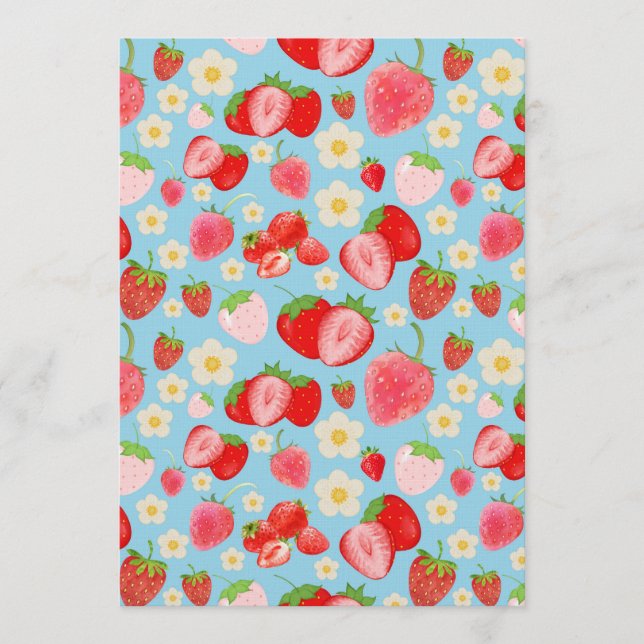 Invitation Motif sans couture de fraise à l'aquarelle mignon (Devant)