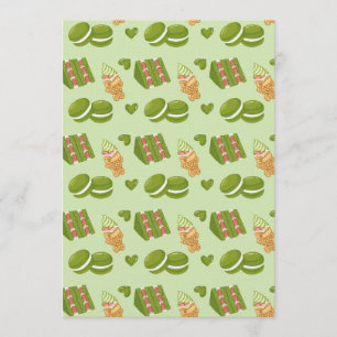 Invitation Motif sans couture de friandises au matcha dessiné