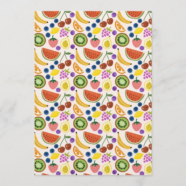 Invitation Motif sans couture de fruits gribouillés mignons (Devant)