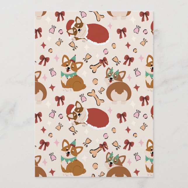 Invitation Motif sans couture de Noël avec un adorable Corgi (Devant)