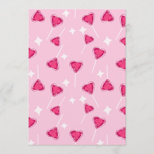Invitation Motif sans couture de sucette en forme de cœur ros (Devant)