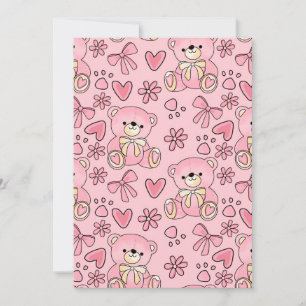 Invitation Motif sans couture d'ours en peluche rose Coquette