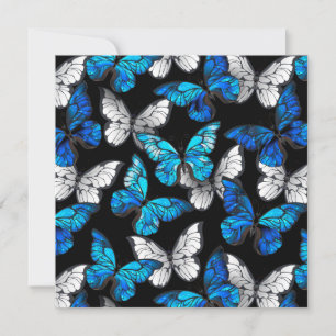 Invitation Motif sans couture foncé avec papillons bleus Morp