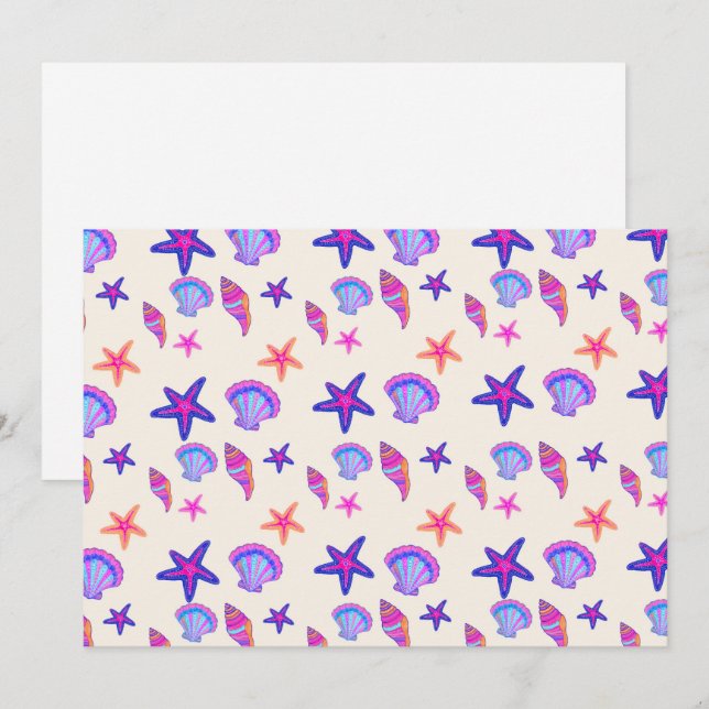 Invitation Motif sans couture Mermaidcore Coquillage Néon  (Devant / Derrière)