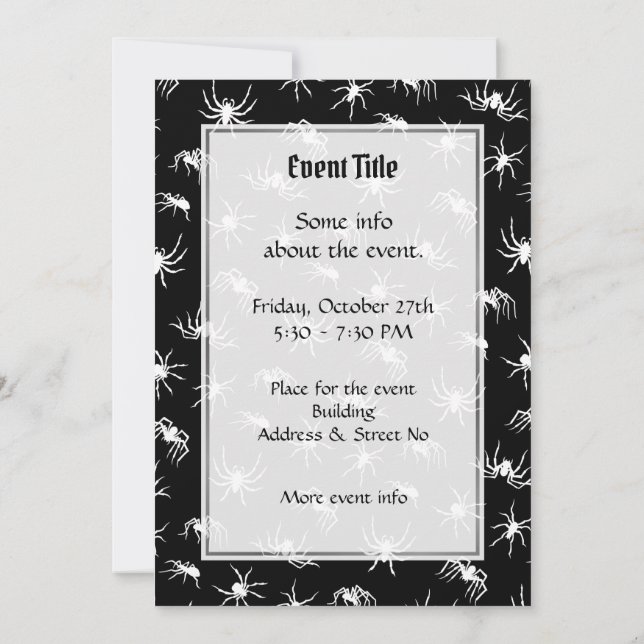 Invitation motif silhouettes d'araignée (Dos)