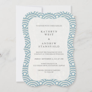 Invitation Motif simple moderne bleu + blanc Mariage