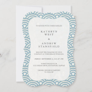 Invitation Motif simple moderne bleu + blanc Mariage